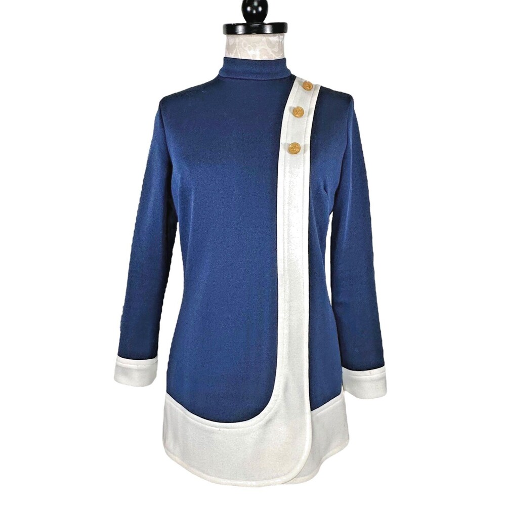 Vintage Emil E. Otto Naval Inspired Long Sleeve Shift Mini Dress Top